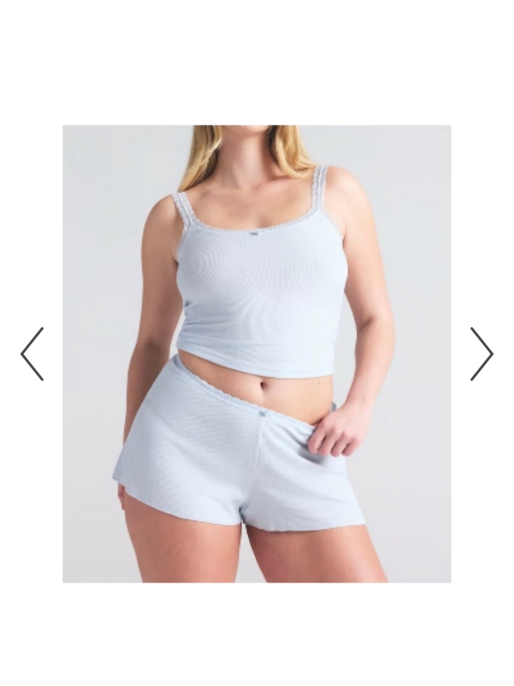 SKIMS NWT Soft Lounge Lace Shorts Light Blue  Celeste Lace-Trim